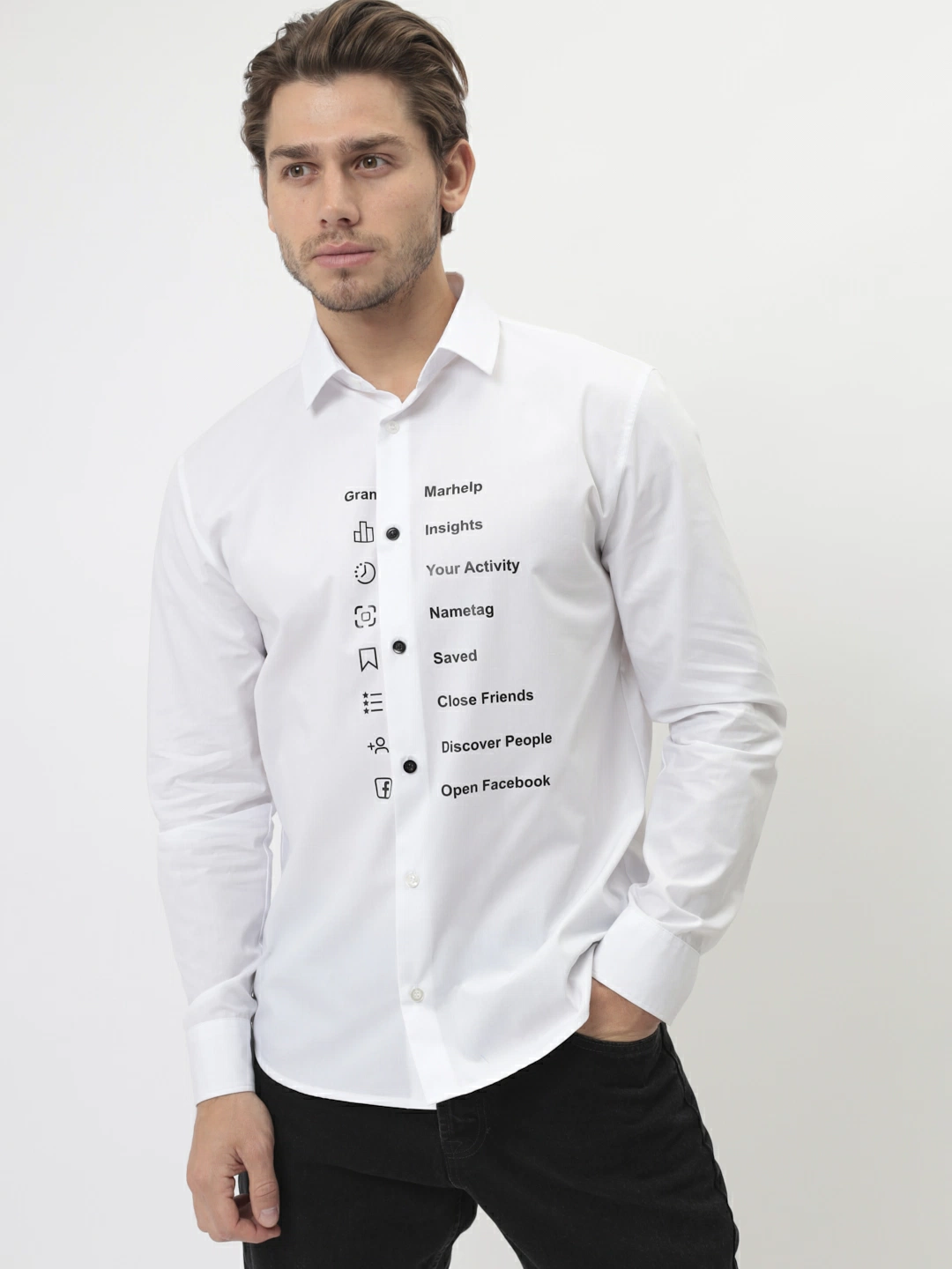 100/139/WH/ZN/print Сорочка мужская длинный рукав