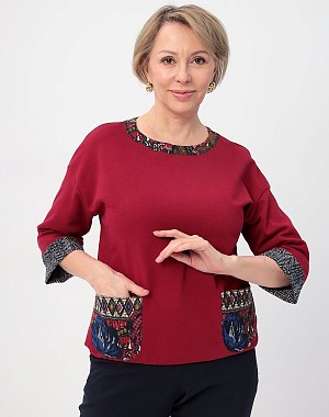 KK-SK-001P-бордовый Свитшот женский